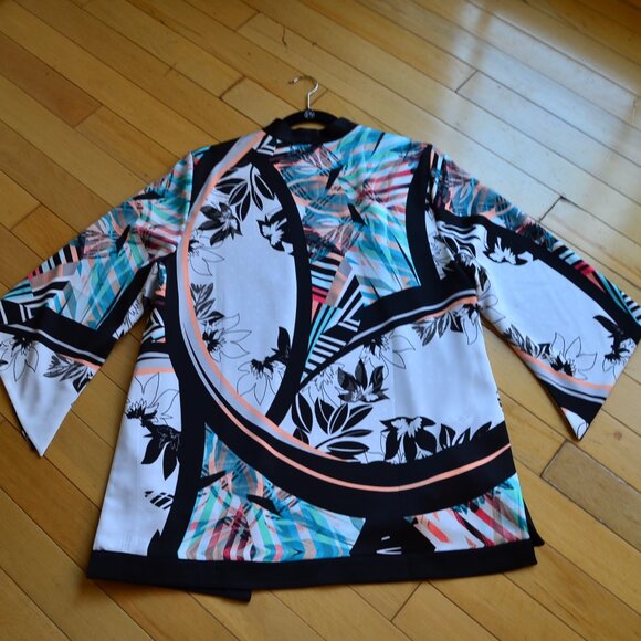 Chicos Chico's Reversible Black Multi Kimono Cardigan Jacket Size 3 XL NWT - Picture 11 of 14